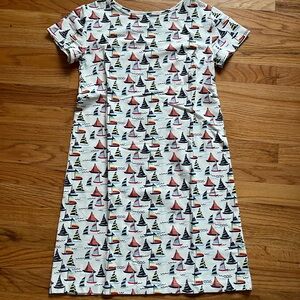 Sailboat Patterned Short Sleeve Dress